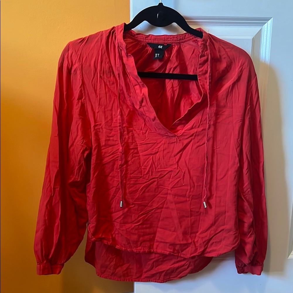 H&M Red Blouse Relaxed Style